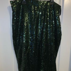 Green sequin skirt